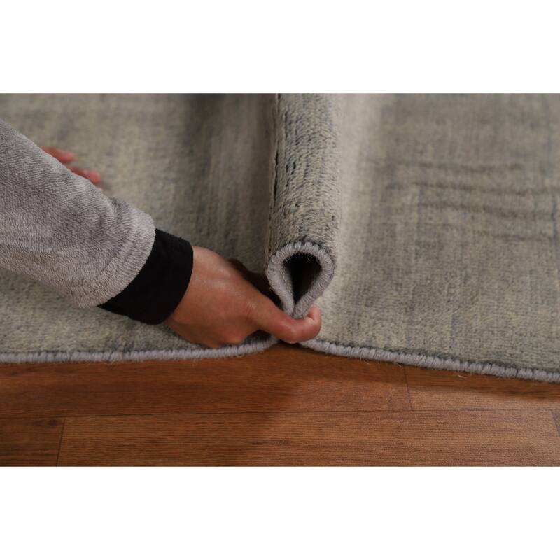 Stripe Gray Modern Gabbeh Oriental Rug Hand-Knotted Wool Carpet - 4'11" x 6'6"
