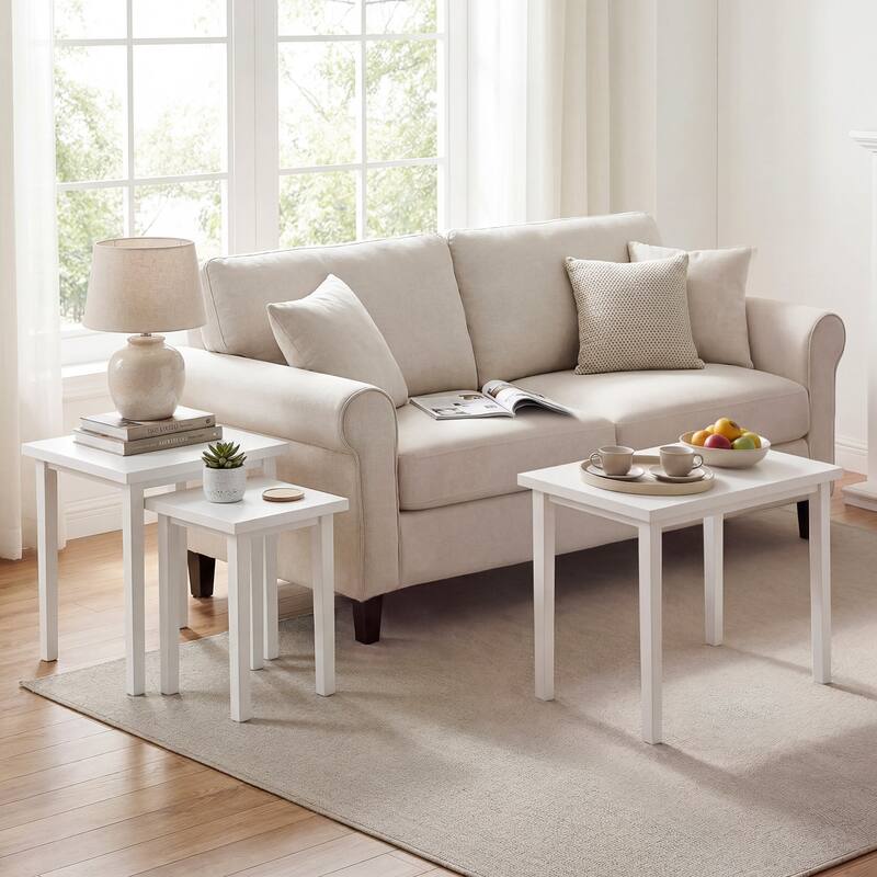 Gymax 3 PCS Nesting End Tables Farmhouse Rectangle Side Table Set for