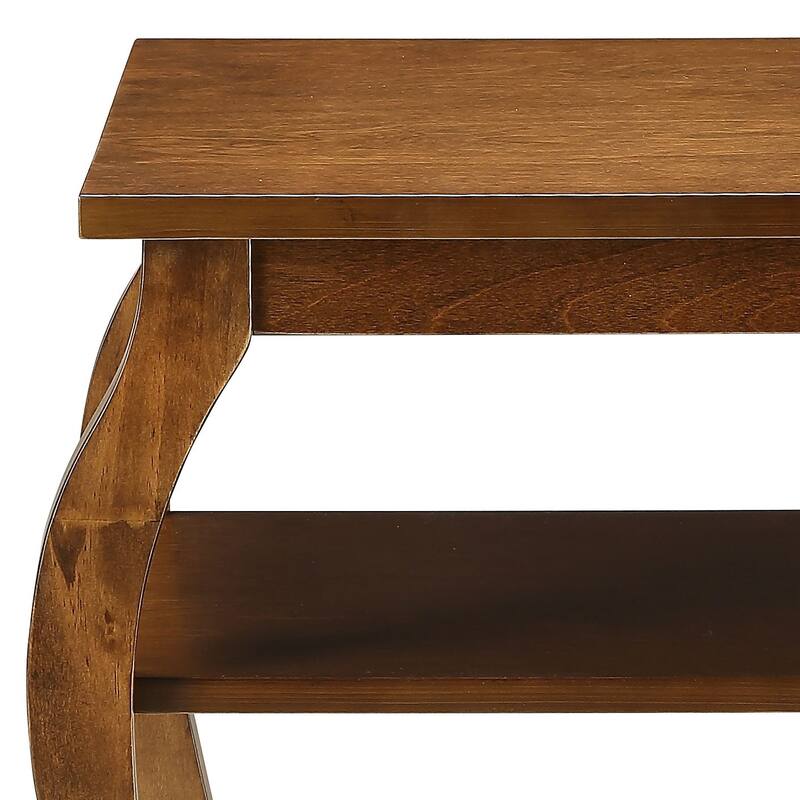 Charming Walnut Finish Accent Table with Open Shelves for Versatile Use