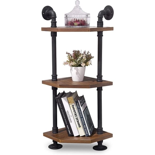 Ivinta Industrial Wall Mount Pipe Shelves Corner Shelf With Solid Wood Corner Bookshelf Display Stand Metal Standing Bookcase Overstock 32618766 At just 18 inches wide, it takes up little space and fits into all the small. usd