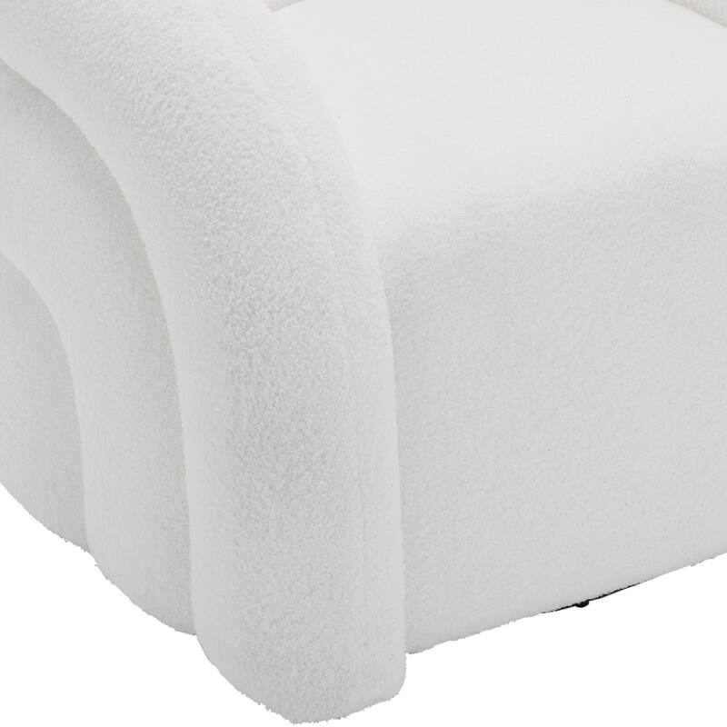 Set of 2 Boucle Upholstered Swivel Accent Barrel Chairs