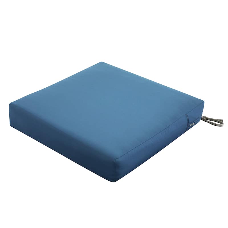 Classic Accessories Ravenna Water-Resistant 21 x 19 x 5 Inch Patio Seat Cushion, Empire Blue