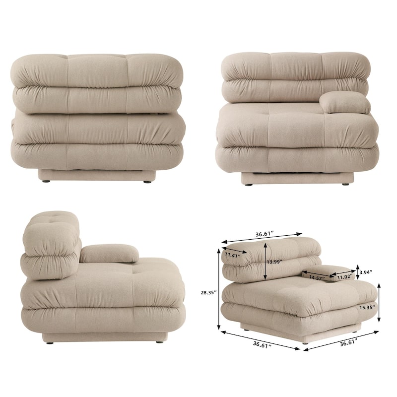 Large Modular Sectional Sofa Teddy Velvet Fabric Upholstery U-Shaped 4 Seater with 2 Ottoman