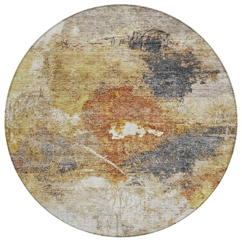 Machine Washable Indoor/ Outdoor Abstract Contemporary Chantille Rug