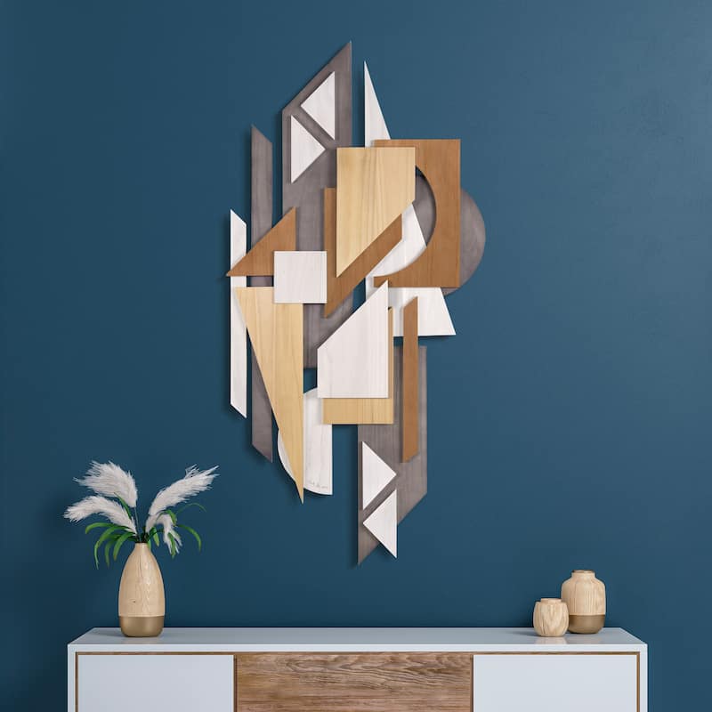 "Moonlit Mist" Hand Made & Hand Finished Dimensional Solid Paulownia Wood Abstracts Wall Art