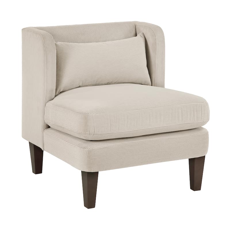 Clara 27.5" Corduroy Fabric Accent Chair - Matching Pillow - Taupe