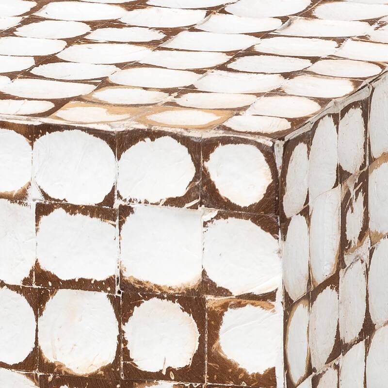 Janella Bohemian Coconut Shell and Acacia Wood End Table