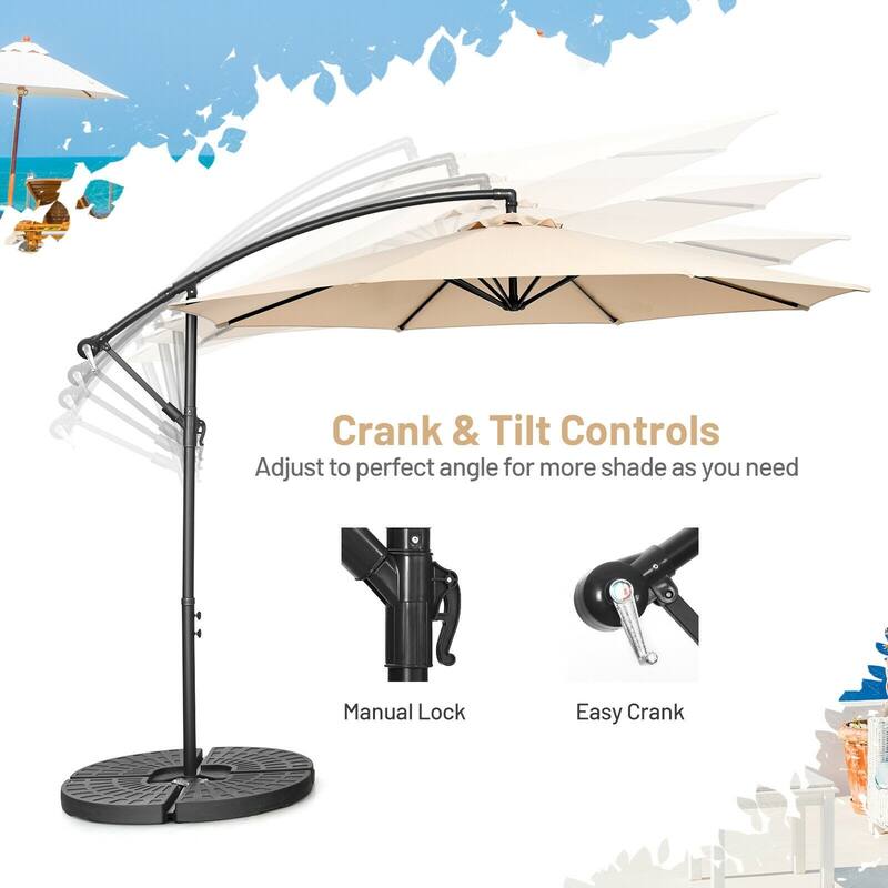 10ft Cantilever Patio Umbrella with Crank and Cross Base