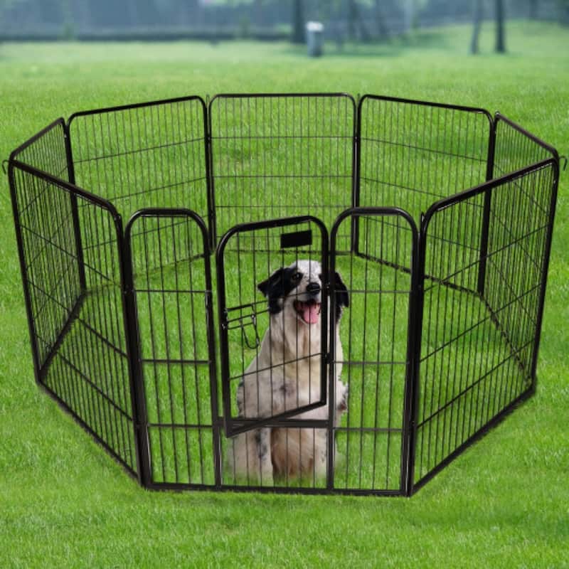 8 Panel Dog Playpen Heavy Duty Pet Exercise Fence 40" High - 40" x 31"
