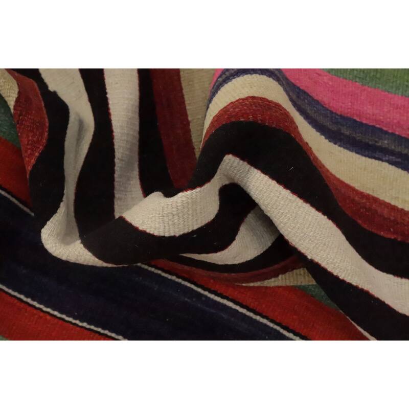 Hand Woven Oriental 100% Wool Carpet Southwestern Geometric Multi-Colored Kilim Area Rug - 9' 9'' X 6' 2''