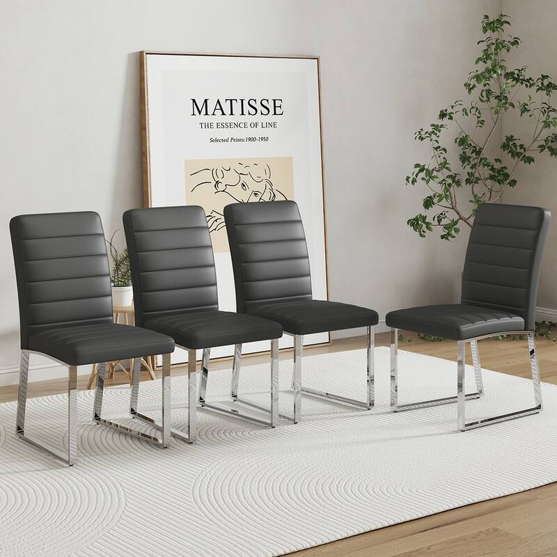 4PCS Iron Frame PU Dining Chairs