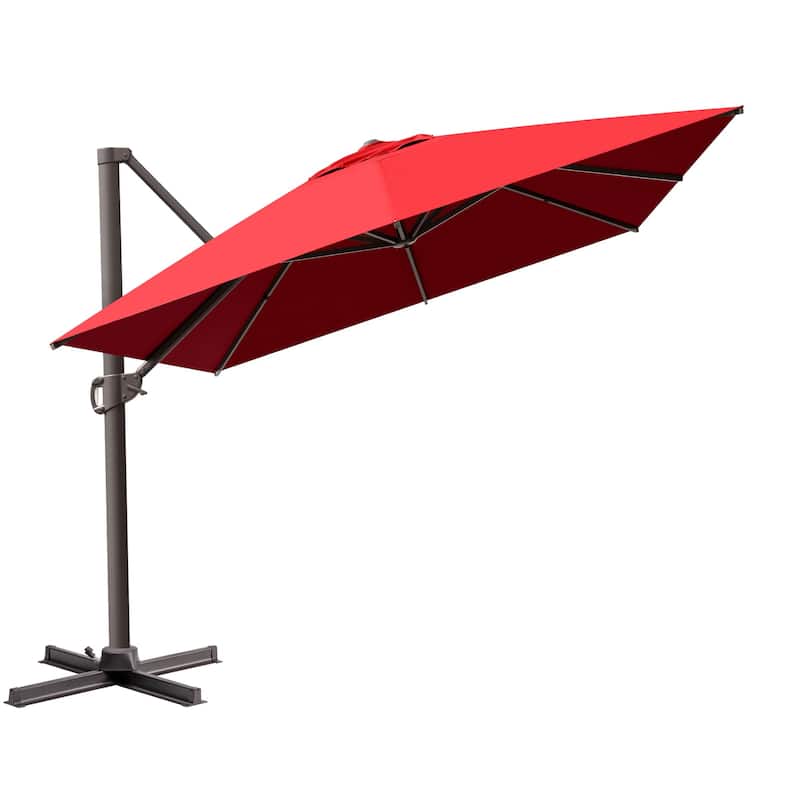 10 x 13 FT Luxury Aluminum Outdoor Shade Canopy Patio Cantilever Offset Umbrella with 360-degree Rotation