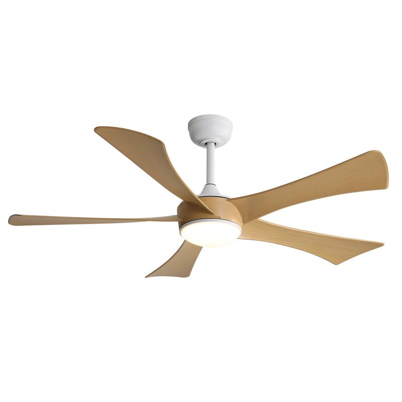 52" Indoor Noiseless Ceiling Fan with Integrated LED Light and Remote - 52 inches - White