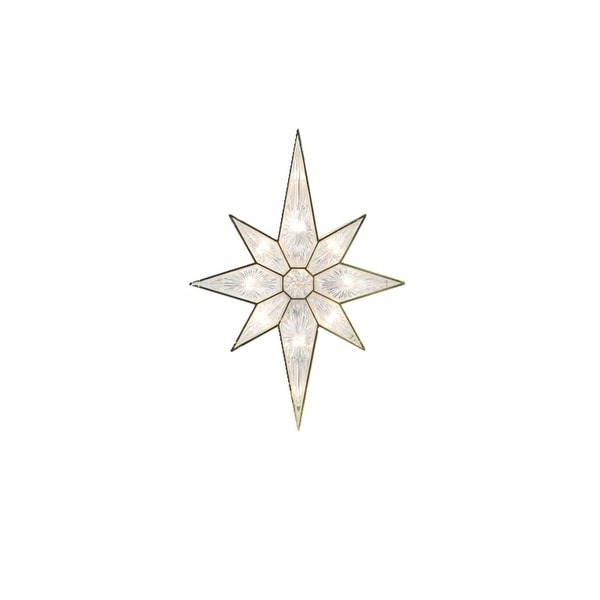 11" Lighted Faceted Gold Bethlehem Star Christmas Tree Topper - Clear Lights