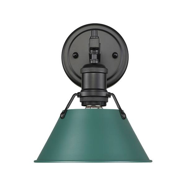 slide 1 of 1, Golden Lighting 3306- BA1 BLK Orwell 10" Tall Bathroom Sconce Matte Black / Pine Green Shades