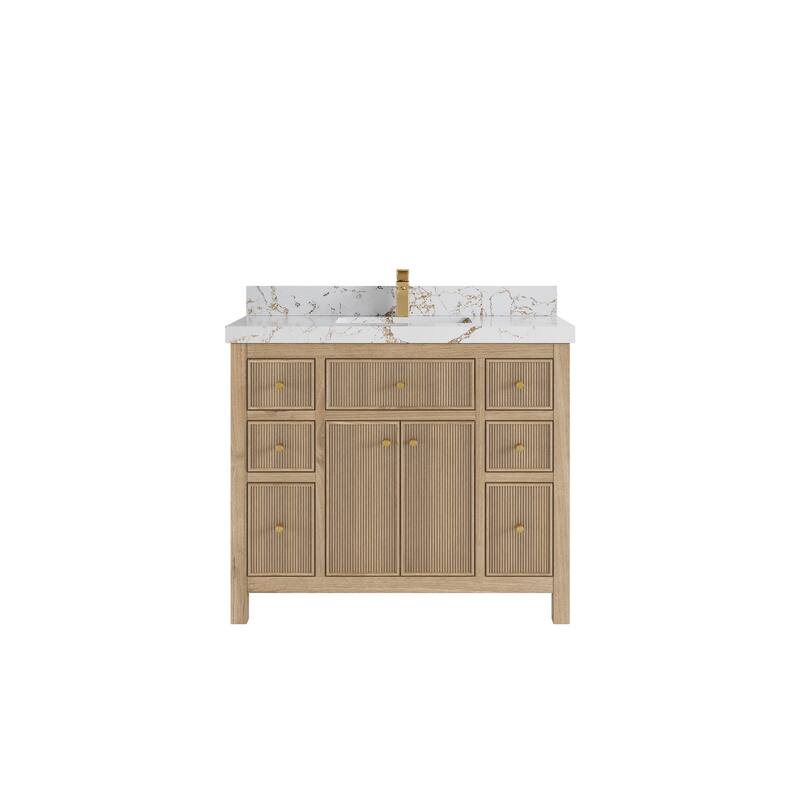 Willow Collections 42 in. W x 22 in. D Sonoma Teak Single Sink Bathroom Vanity with Countertop
