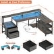 preview thumbnail 50 of 65, Reversible L Shaped Computer Desk with File Drawer & Monitor Stand & Power Outlet & LED Strip, Home Office Desk Corner Desk