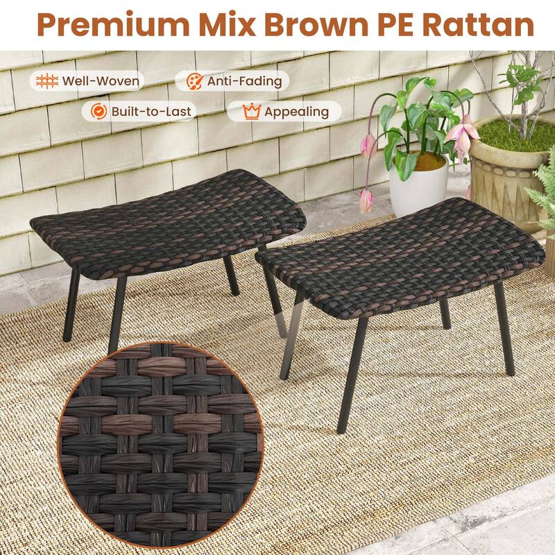 Costway Set of 2 Patio Rattan Ottoman with Padded Quick Dry Foam & - See Details