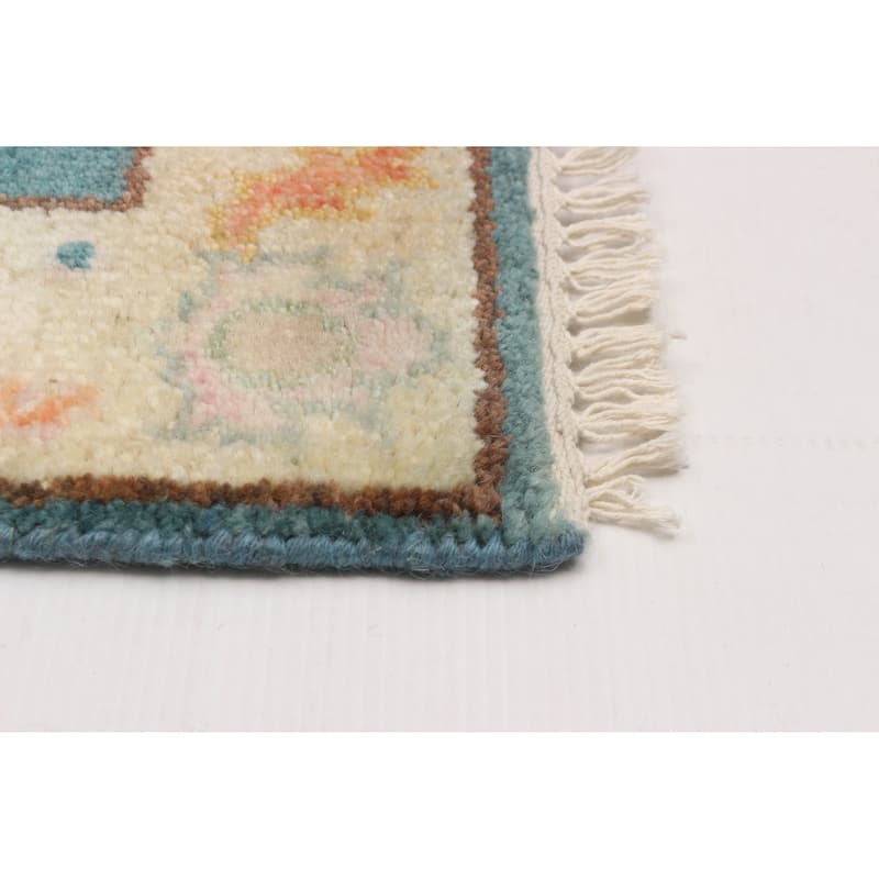 ECARPETGALLERY Hand-knotted Modern Oushak Teal Wool Rug - 2'6 x 9'10