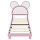 preview thumbnail 15 of 15, Upholstered Platform Bed with Cartoon Ears Shaped Headboard and LED