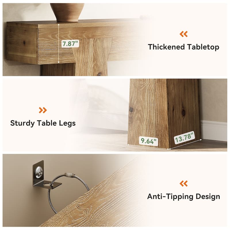 Solid Wood Entryway Console Table, Sofa Behind Table, Living Room Hallway Foyer Accent Table