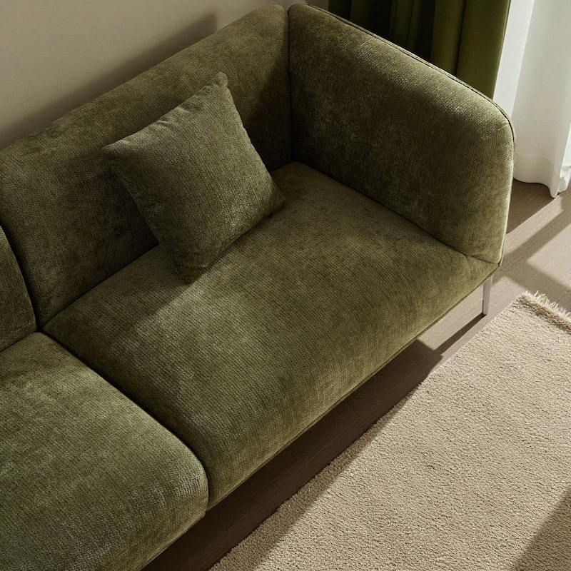 82.6" Modern Curved Boucle Sofa, Thick Cushions & Solid Wood Frame, Cozy Living Room Couch for Reading & Movie Nights