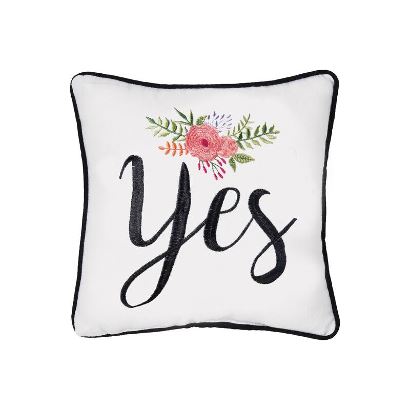 10" x 10" Yes/No Embroidered Throw Pillow