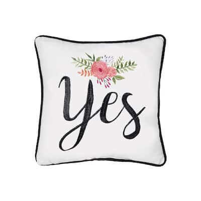 10" x 10" Yes/No Embroidered Throw Pillow