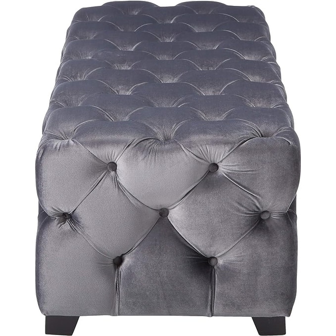 Elegant Design Ottoman with Velvet ,suit a variety of stylish home Settings - Grey - Large