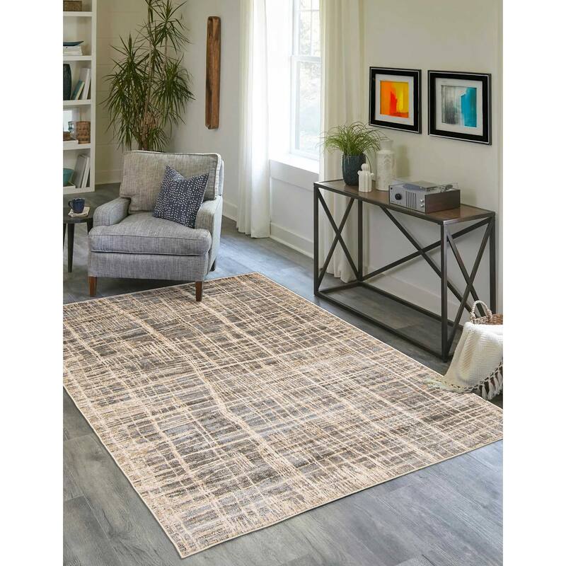 ECARPETGALLERY Machine Woven Lattice Grey Area Rug