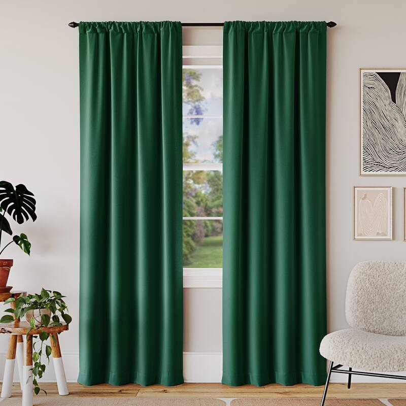 Sun Zero Rianna Theater Grade Extreme Total Blackout Rod Pocket 1-Piece Curtain Panel, Single Panel - 40" x 84" - Malachite Green