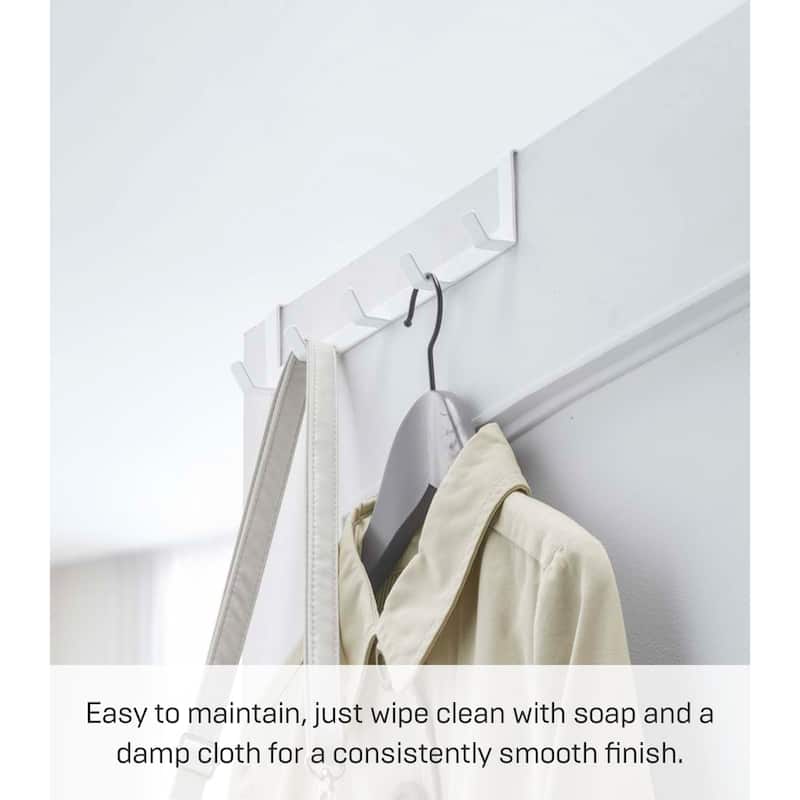 Yamazaki Home Over-the-Door Hanger, Steel, Up To 1.375" Door, Wide, Holds 11 lbs - L 2.76 x W 11.81 x H 2.36 inches