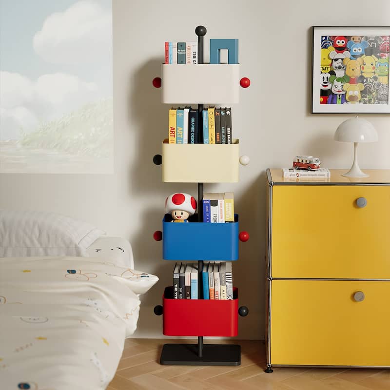Box Bookshelf Bedside Shelf Side Table Placement Shelf Home Corner Placement Shelf Simple Colored Bedroom Iron Magazine Rack