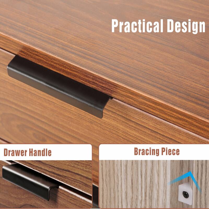 JJS 3 Drawer Rolling Wood File Cabinet with Locking Wheels for A4 or Letter Size