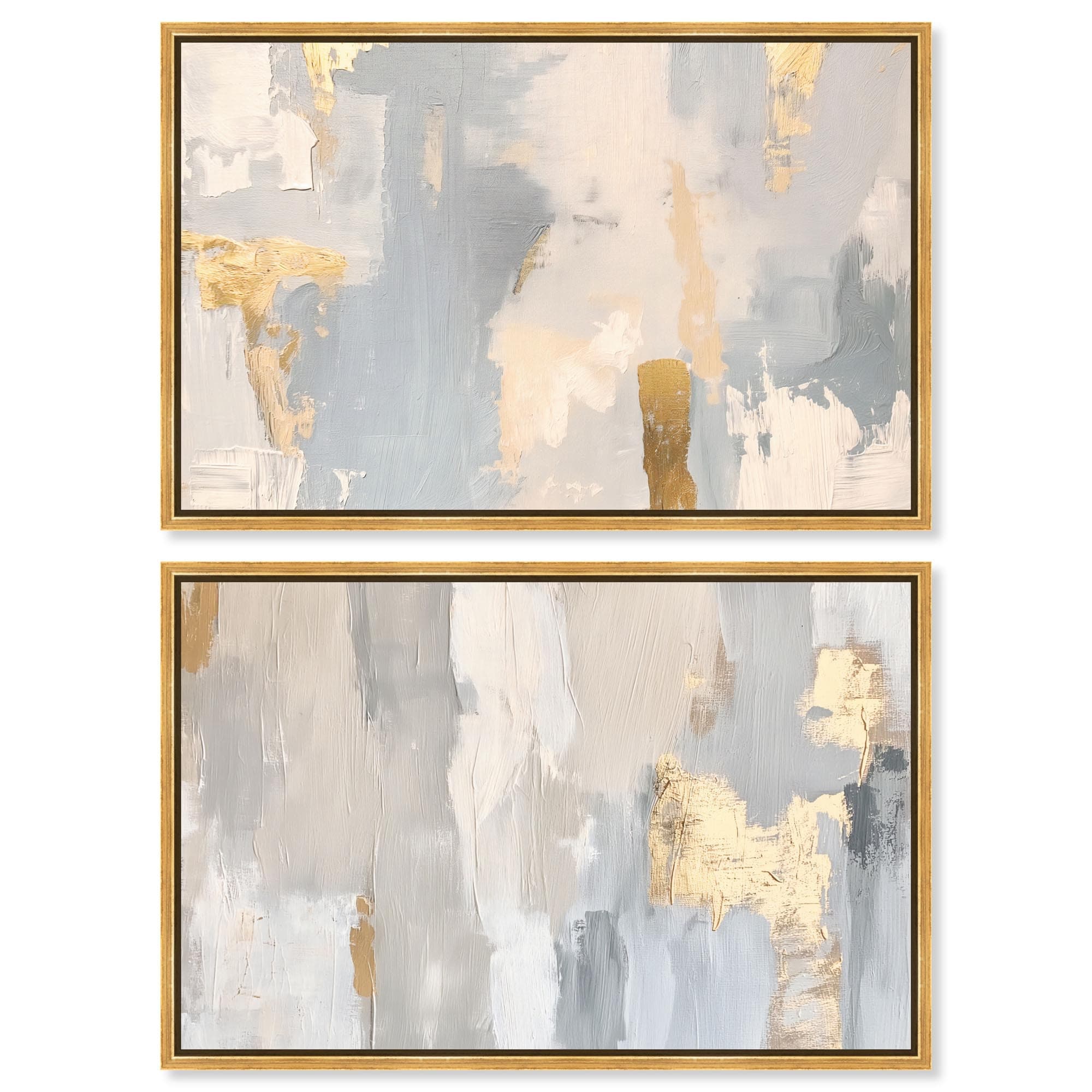 Neutral Luxe Living Room Abstract Wall Art Set of 2 Canvas Print by Art Remedy