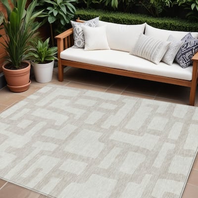 HomeRoots Abstract Transitional Rectangle Outdoor Rug