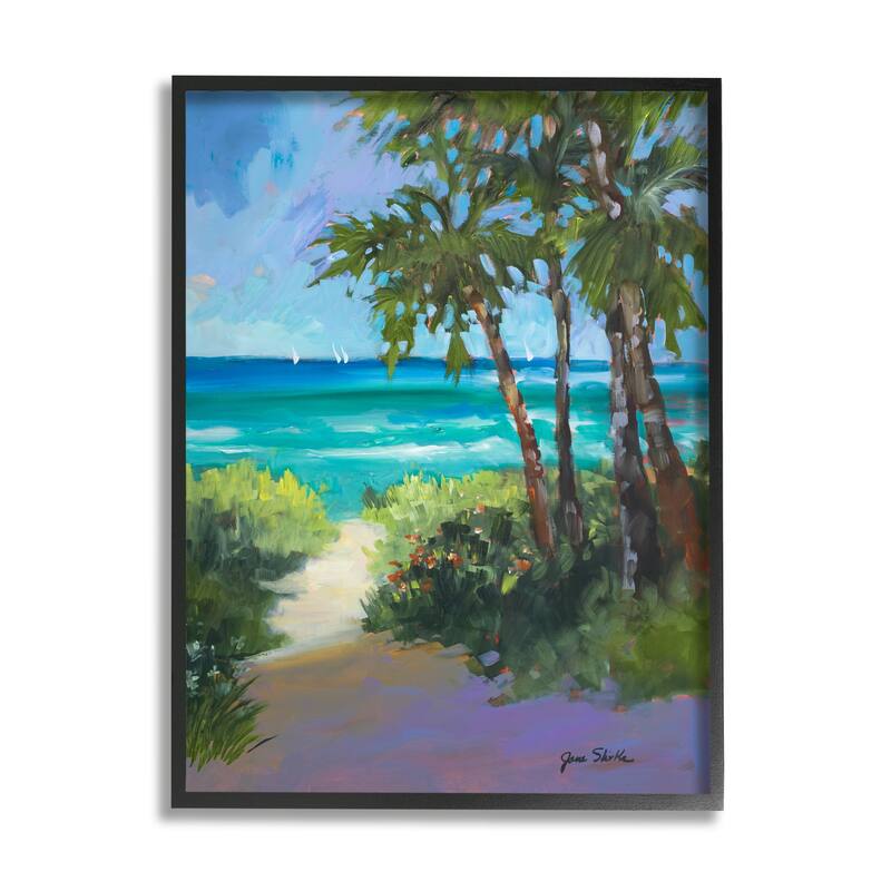 Stupell Caribbean Beach View Framed Giclee Art Design by Jane Slivka