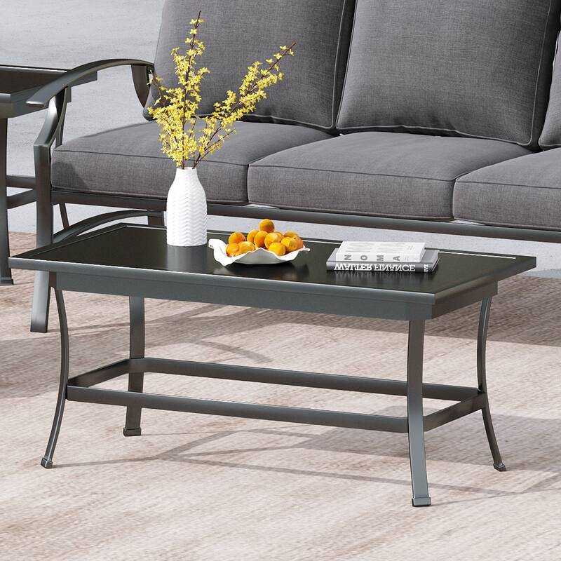 UIXE Outdoor All Weather Coffee Tables For Patio - Black