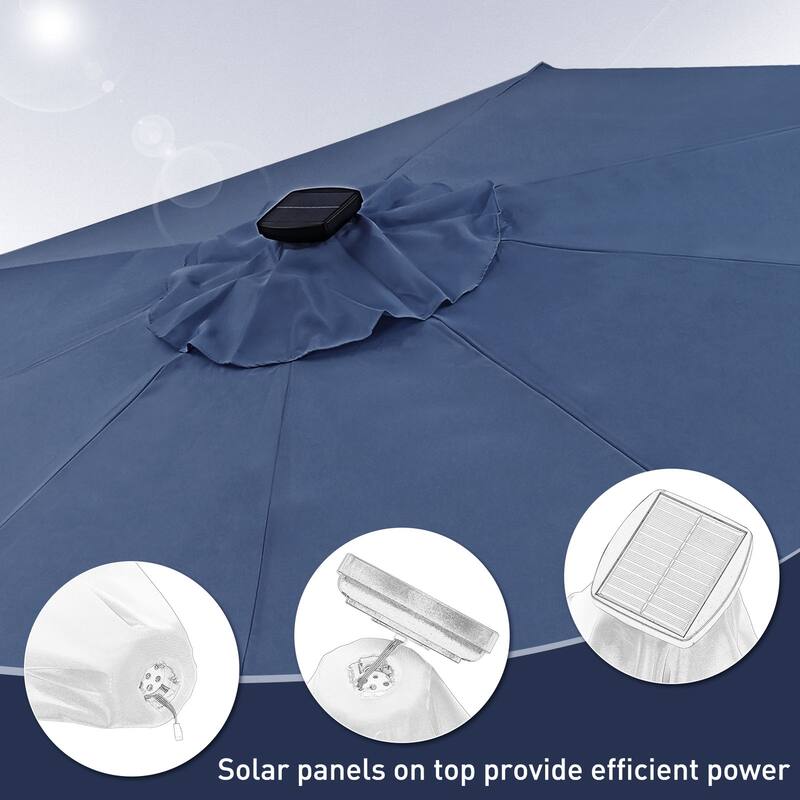 Autlaycil 10FT Solar Power LED Lights Patio Umbrella
