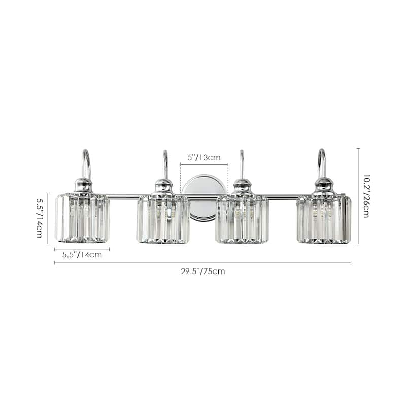 3/4-Light Modern Glam Linear Dimmable Crystal Bathroom Vanity Lights Over Mirror