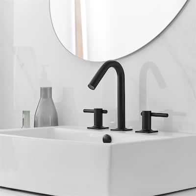8 Inch Widespread Bathroom Sink Faucet with Drain Assembly Brass Modern 3 Hole Bathroom Basin Vanity Faucets