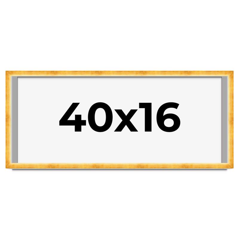 40x16 Shadow Box Frame Gold | 1.625 Inches Deep Real Wood Traditional