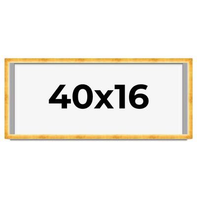 40x16 Shadow Box Frame Gold | 1.625 Inches Deep Real Wood Traditional