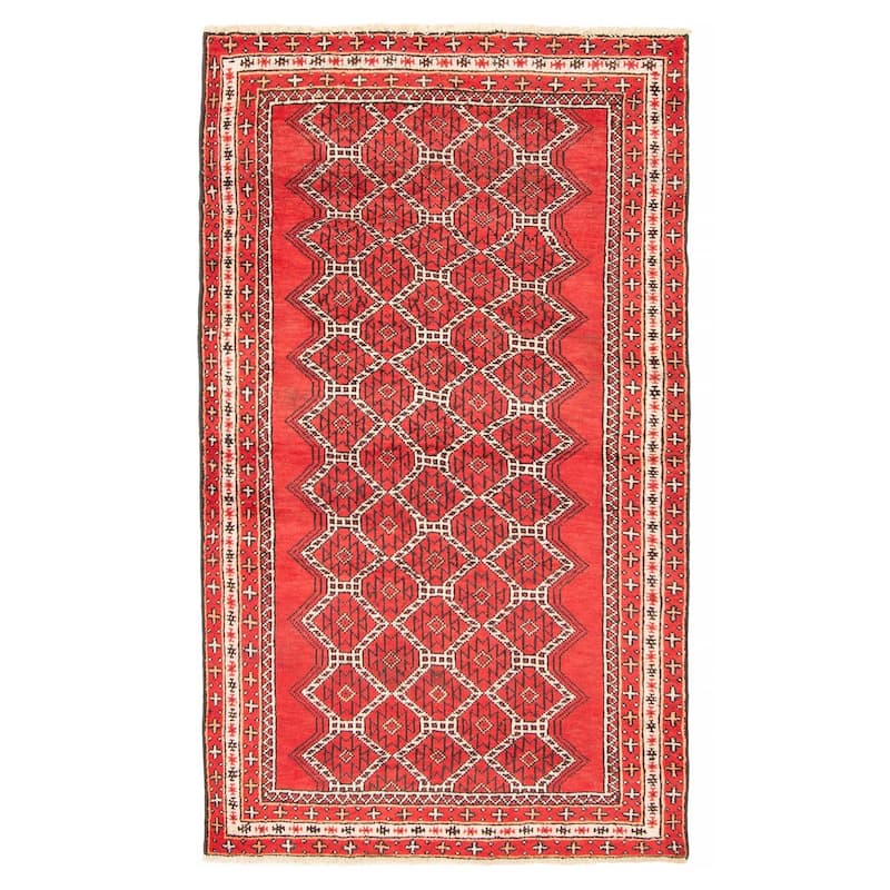 ECARPETGALLERY Hand-knotted Baluch Red Wool Rug - 3'8 x 6'2 - Red - 3'8 x 6'2
