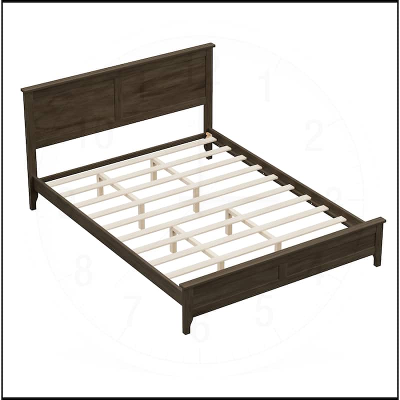 Solid Wood Platform Bed with Sturdy Wooden Slats Support