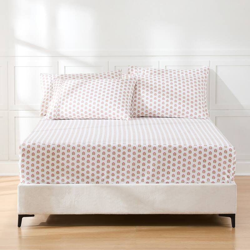 Lush Decor Prisha Floral Peach Sheet Set
