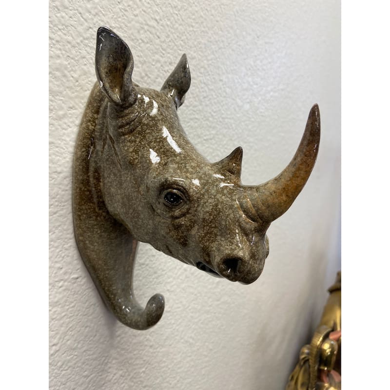 Glazed Rhino Wall Hook
