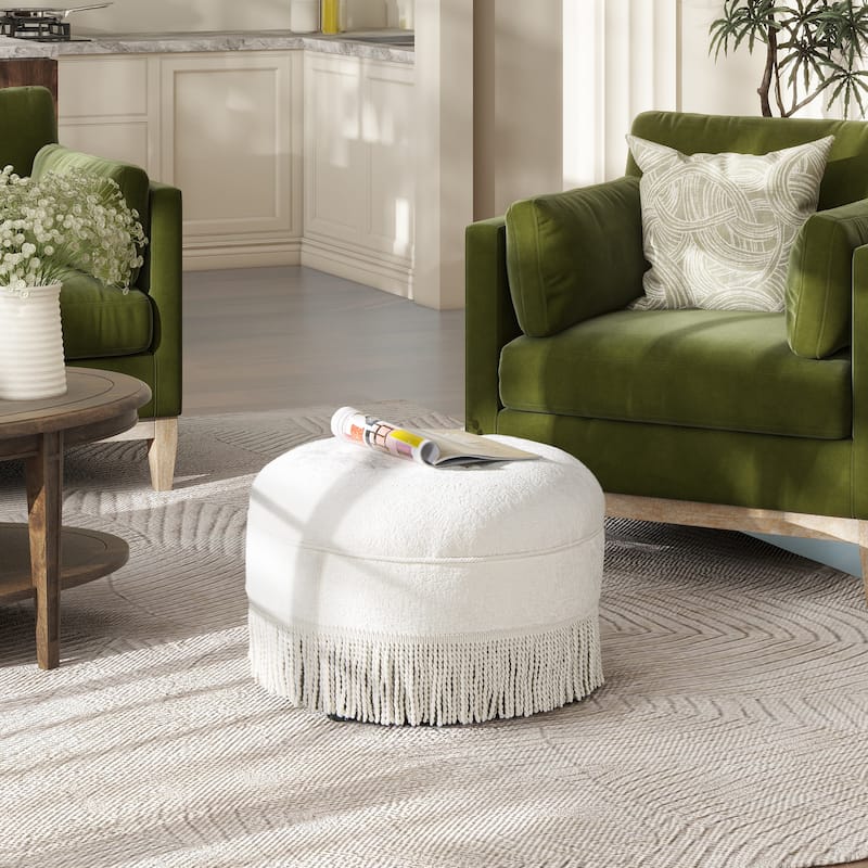 Yolanda 24" Upholstered Round Accent Ottoman