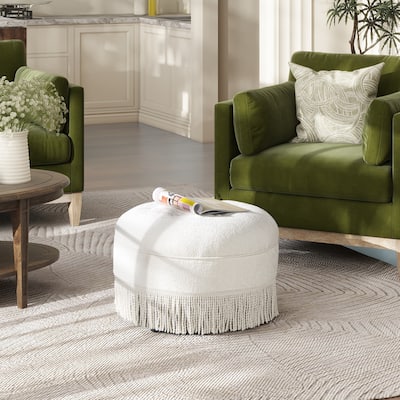 Yolanda 24" Upholstered Round Accent Ottoman