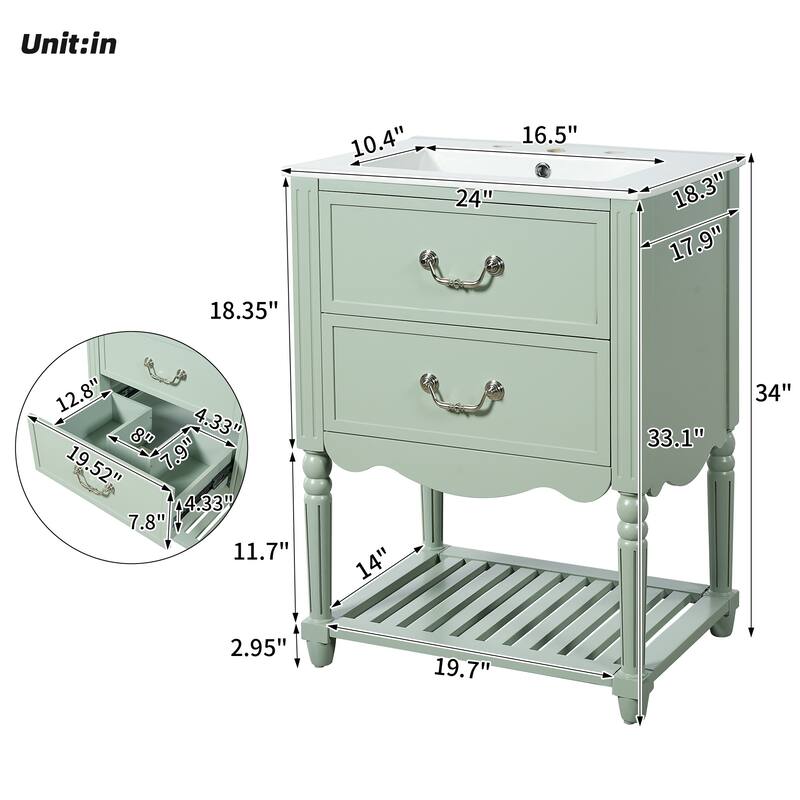 24'' Bathroom Vanity with Ceramic Sink